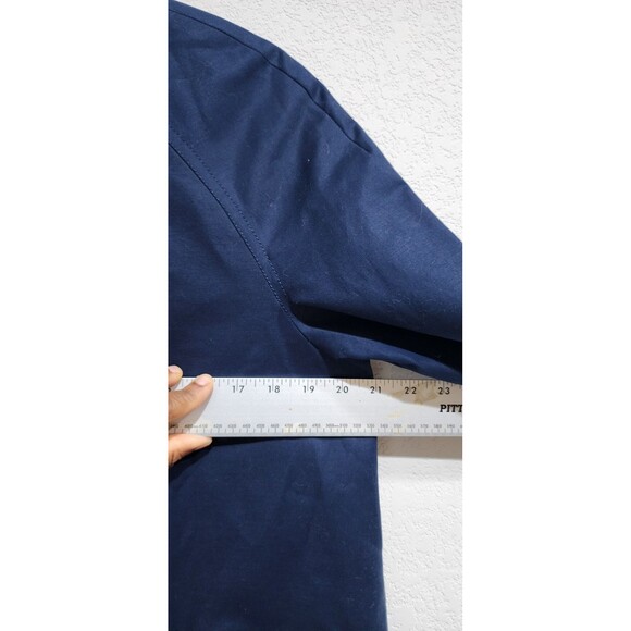 Jones New York Signature Swing Coat Womens S Navy Blue Stretch Pockets Snap EUC - Picture 13 of 15
